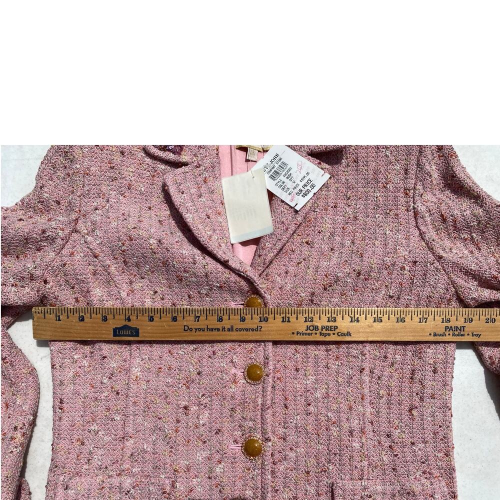 St. John Couture Embellished Knit Pink Blush Multi Jacket & Dress Suit- Size 12 - Picture 12 of 16